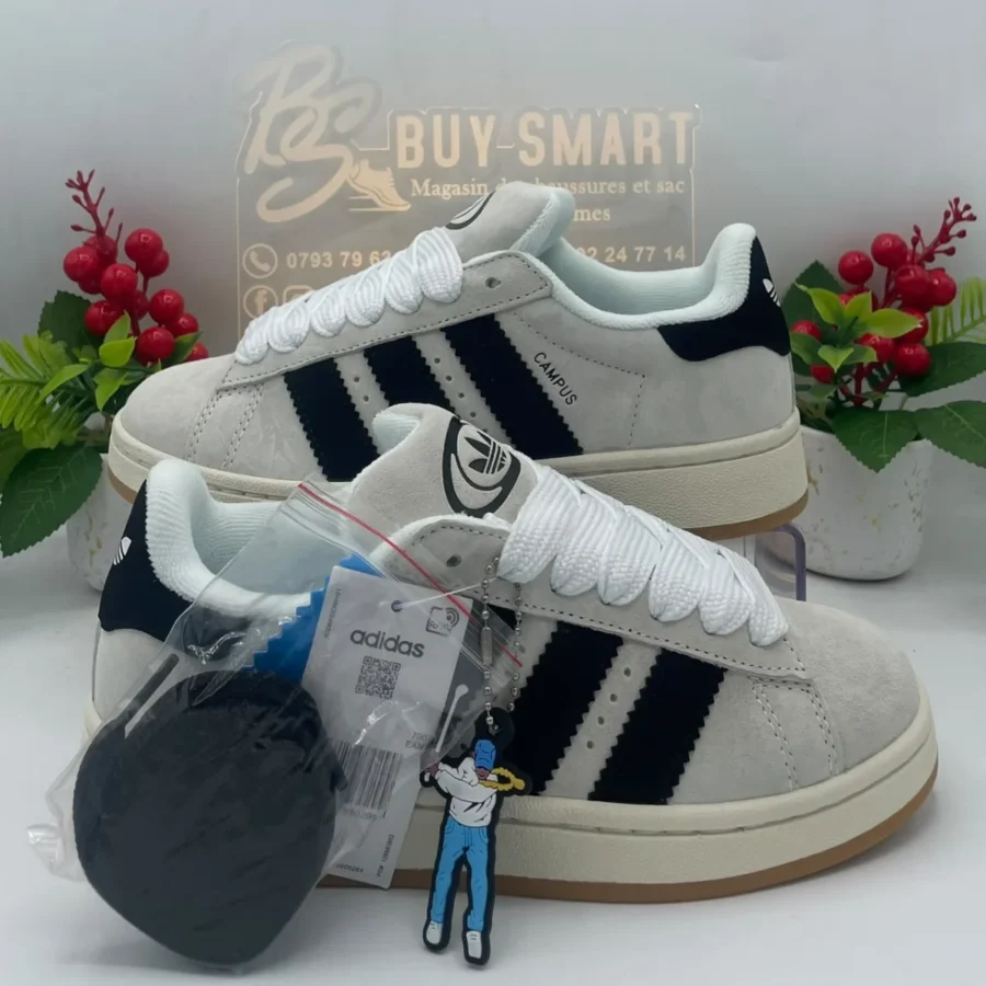 Basket Campus Gris Noir en suède — Boutique BS