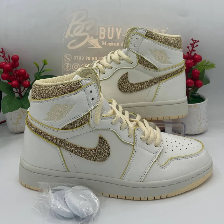 Basket N Jordan Montante Blanc Doré — Boutique BS