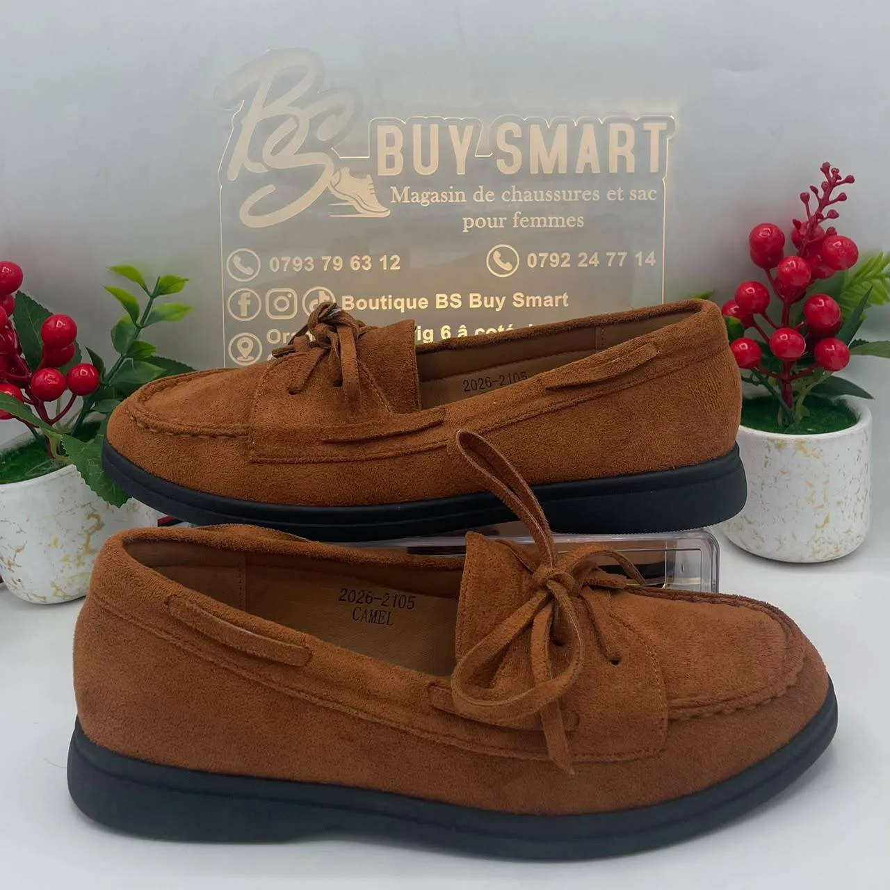 Mocassin Mulanka 2026-2105 femme marron camel en suède — Boutique BS