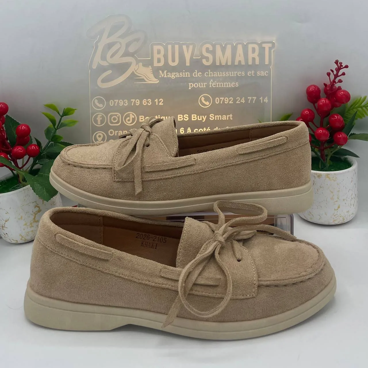 Mocassin Mulanka 2026-2105 femme khaki en suède — Boutique BS