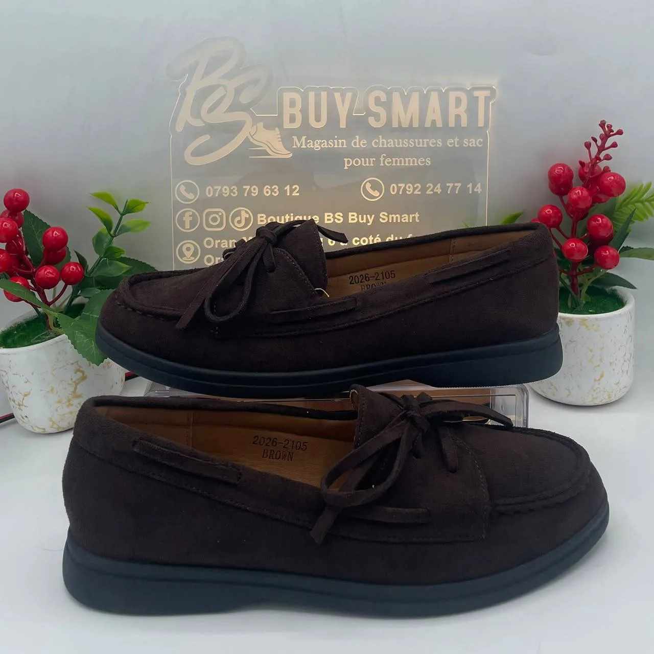 Mocassin Mulanka 2026-2105 femme marron chocolat en suède — Boutique BS