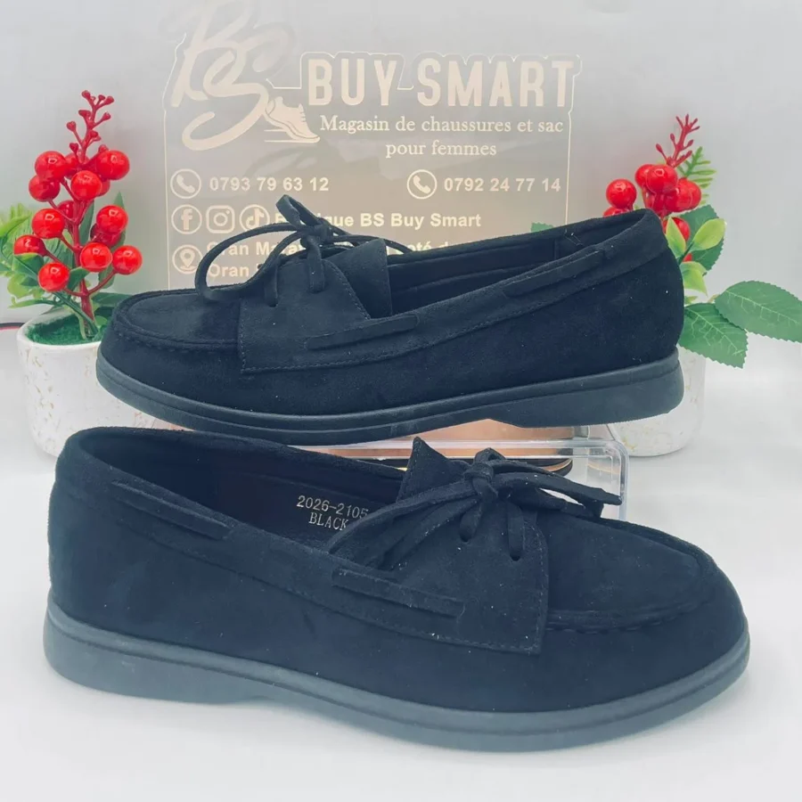 Mocassin Mulanka 2026-2105 femme noir en suède — Boutique BS