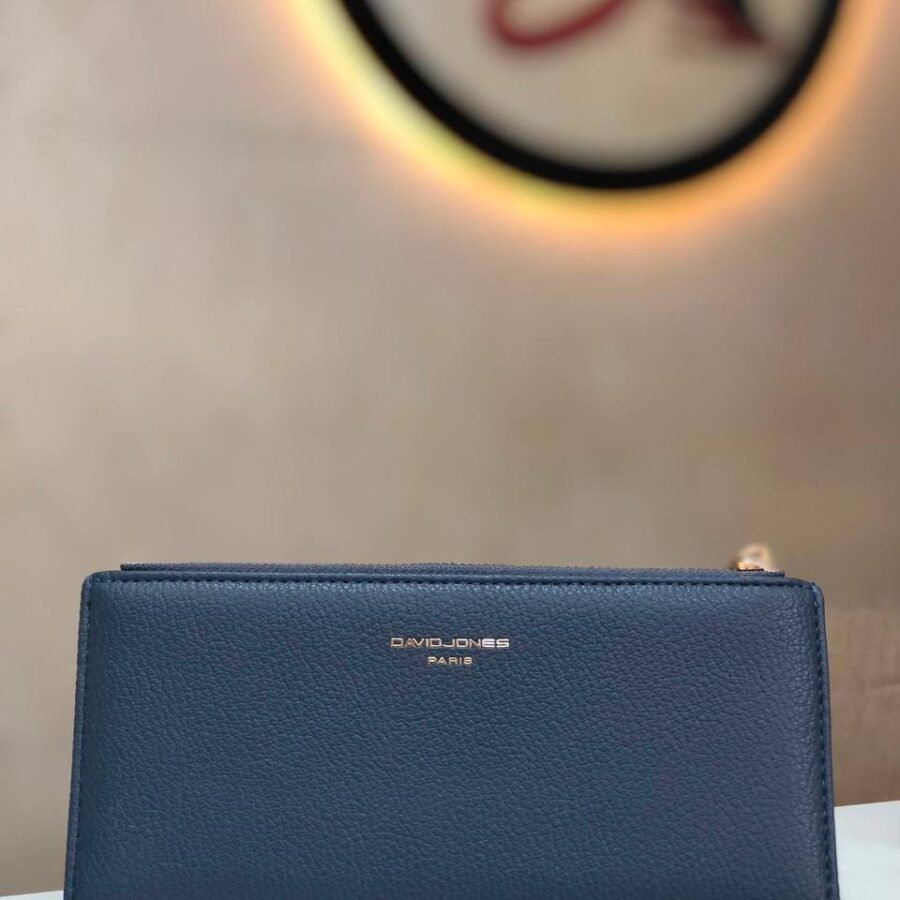 Porte-monnaie David Jones en cuir femme bleu nuit — Boutique BS